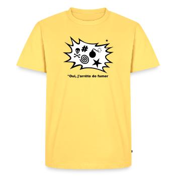 Effectivement, J'arrête de fumer... - T-shirt Premium bio Homme - jaune pastel - Devant - AI Model Male 185 dark (185cm)