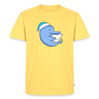 Dauphin avec oreiller et bonnet de couchage - T-shirt Premium bio Homme - jaune pastel - Devant - AI Model Male 185 dark (185cm)