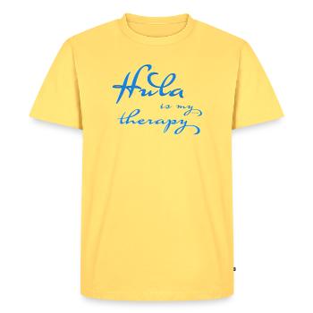 Hula is my therapy - Men's Premium Organic T-Shirt - sky yellow - Front - AI Model Male 185 dark (185cm)