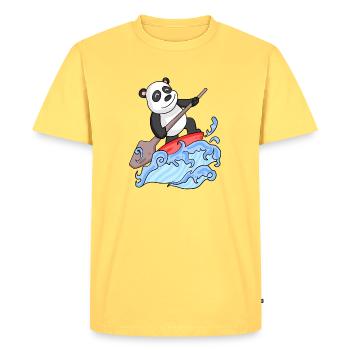 Stand Up Paddling Panda - Men's Premium Organic T-Shirt - sky yellow - Front - AI Model Male 185 dark (185cm)