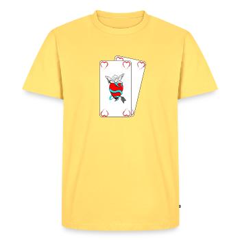 Cartes cupidon - T-shirt Premium bio Homme - jaune pastel - Devant - AI Model Male 185 dark (185cm)