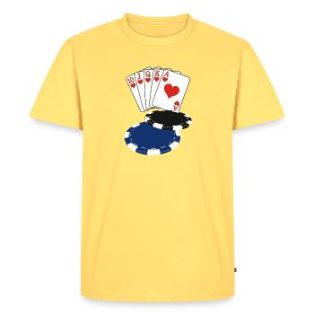 Poker - T-shirt Premium bio Homme - jaune pastel - Devant - AI Model Male 185 dark (185cm)