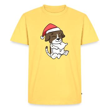 Allemand Chien à poil court Noël Sommeil Fatigué - T-shirt Premium bio Homme - jaune pastel - Devant - AI Model Male 185 dark (185cm)