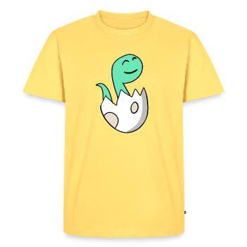 Dinosaur Egg Dino Baby Motif - T-shirt Premium bio Homme - jaune pastel - Devant - AI Model Male 185 dark (185cm)