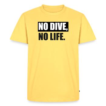 PAS DE PLONGÉE, PAS DE VIE. - T-shirt Premium bio Homme - jaune pastel - Devant - AI Model Male 185 dark (185cm)