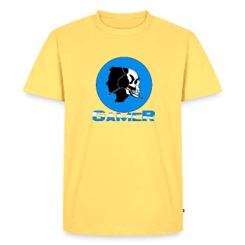 Spieler - Männer Premium Bio T-Shirt - Pastellgelb - Vorne - AI Model Male 185 dark (185cm)
