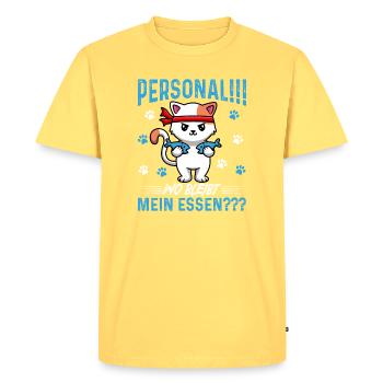 Personnel!!! Où est ma nourriture??? - T-shirt Premium bio Homme - jaune pastel - Devant - AI Model Male 185 dark (185cm)