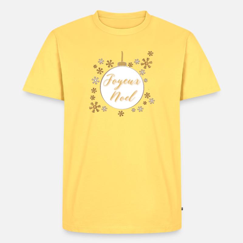 Weihnachtskugel "Frohe Weihnachten" - Männer Premium Bio T-Shirt - Pastellgelb