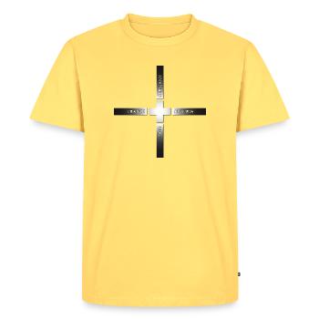 Croix suisse et pays voisins Métal - T-shirt Premium bio Homme - jaune pastel - Devant - AI Model Male 185 dark (185cm)