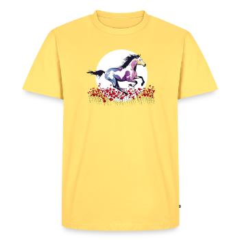 équitation filles rose sauvage LBGTQ fleurs nature - T-shirt Premium bio Homme - jaune pastel - Devant - AI Model Male 185 dark (185cm)
