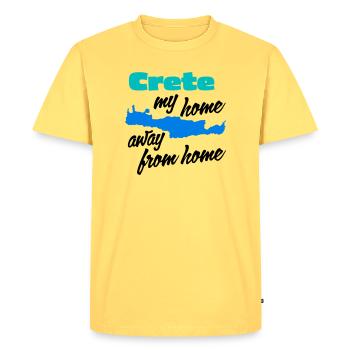 Crète – ma deuxième maison - T-shirt Premium bio Homme - jaune pastel - Devant - AI Model Male 185 dark (185cm)