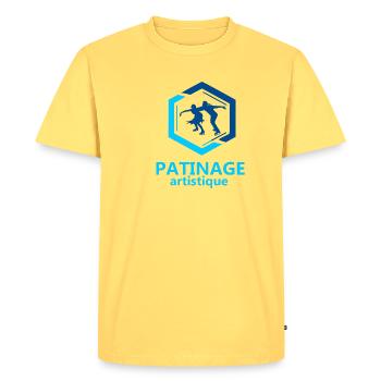 Patinage artistique - T-shirt Premium bio Homme - jaune pastel - Devant - AI Model Male 185 dark (185cm)