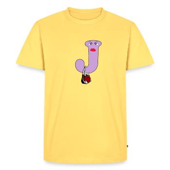 J - T-shirt Premium bio Homme - jaune pastel - Devant - AI Model Male 185 dark (185cm)
