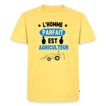 Homme Parfait Agriculteur - T-shirt Premium bio Homme - jaune pastel - Devant - AI Model Male 185 dark (185cm)