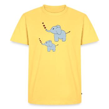 Éléphants père et fils - T-shirt Premium bio Homme - jaune pastel - Devant - AI Model Male 185 dark (185cm)