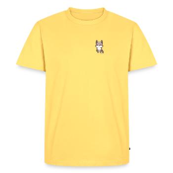 Cute Wolf Wolfhound Kawaii Husky Design Pocket - Men's Premium Organic T-Shirt - sky yellow - Front - AI Model Male 185 dark (185cm)