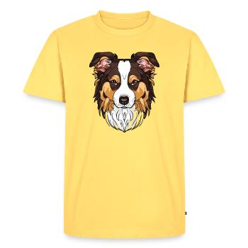 I Love My Border Collie - Men's Premium Organic T-Shirt - sky yellow - Front - AI Model Male 185 dark (185cm)