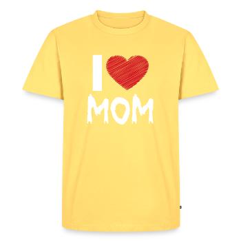 J’aime maman - T-shirt Premium bio Homme - jaune pastel - Devant - AI Model Male 185 dark (185cm)