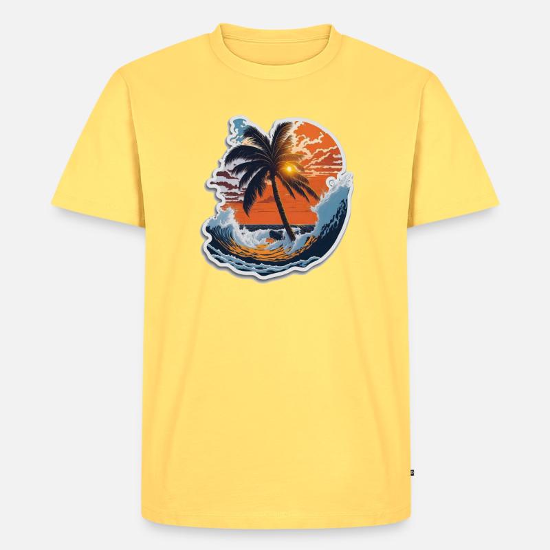 Sunset - Männer Premium Bio T-Shirt - Pastellgelb