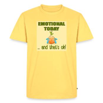 Emotional Today Quote - FEELINGS - Orange - Men's Premium Organic T-Shirt - sky yellow - Front - AI Model Male 185 dark (185cm)