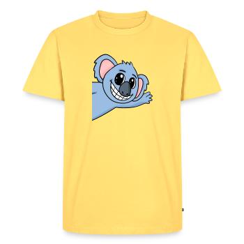 Koala Salutation Salutation Koala Bear - T-shirt Premium bio Homme - jaune pastel - Devant - AI Model Male 185 dark (185cm)