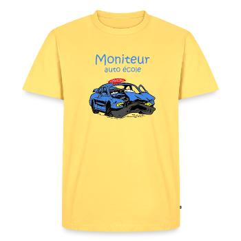 Moniteur auto-école - T-shirt Premium bio Homme - jaune pastel - Devant - AI Model Male 185 dark (185cm)