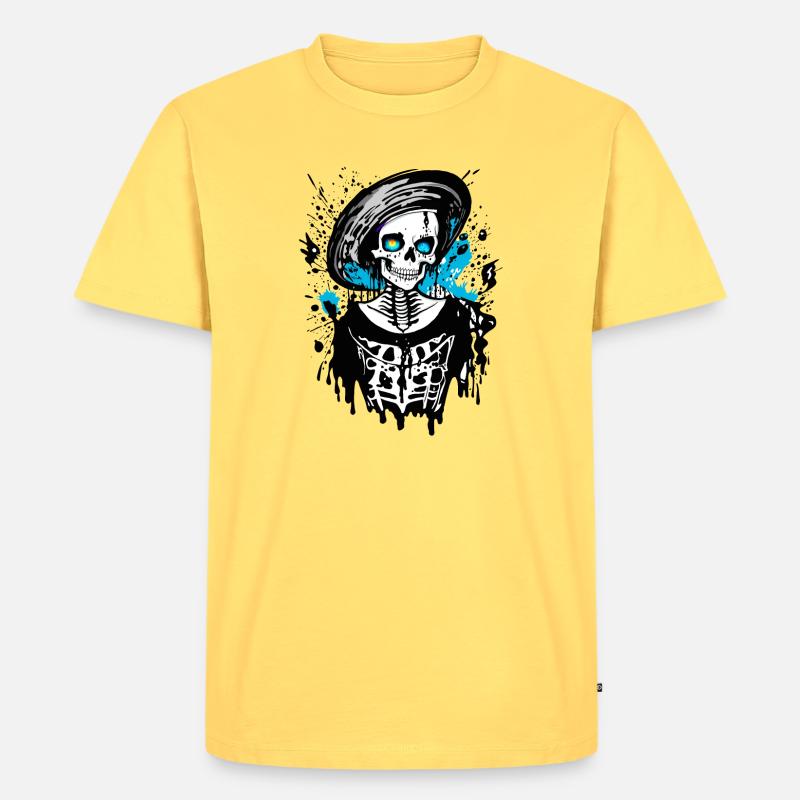 Lady Bones - Männer Premium Bio T-Shirt - Pastellgelb