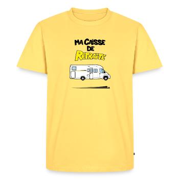 Ma caisse de retraite - T-shirt Premium bio Homme - jaune pastel - Devant - AI Model Male 185 dark (185cm)