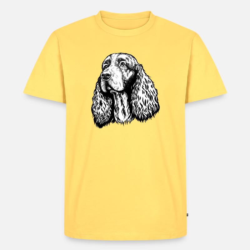 Spaniel Portrait - Männer Premium Bio T-Shirt - Pastellgelb