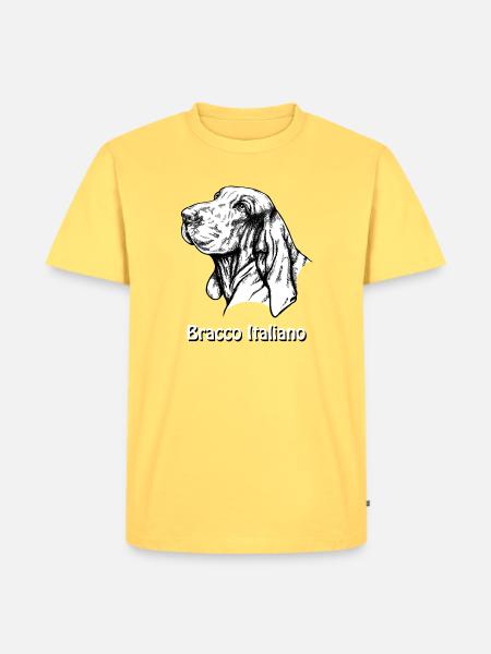 Bracco Italiano Portrait with text - Men's Premium Organic T-Shirt - sky yellow