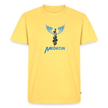 Médecin - T-shirt Premium bio Homme - jaune pastel - Devant - AI Model Male 185 dark (185cm)
