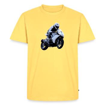 Motocyclette - T-shirt Premium bio Homme - jaune pastel - Devant - AI Model Male 185 dark (185cm)