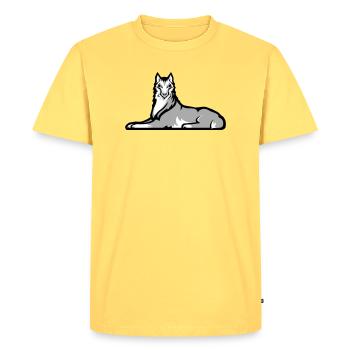 Loup solitaire tchétchène - T-shirt Premium bio Homme - jaune pastel - Devant - AI Model Male 185 dark (185cm)
