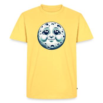 Drôle de lune avec visage - T-shirt Premium bio Homme - jaune pastel - Devant - AI Model Male 185 dark (185cm)