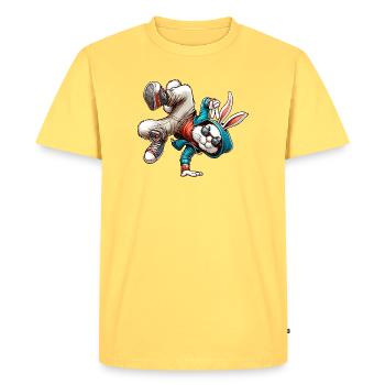 Easter Easter Bunny Dancing Breakdance - Men's Premium Organic T-Shirt - sky yellow - Front - AI Model Male 185 dark (185cm)