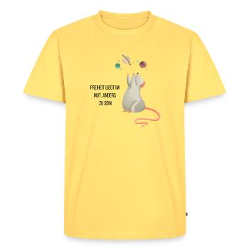 Space Mouse - Men's Premium Organic T-Shirt - sky yellow - Front - AI Model Male 185 dark (185cm)
