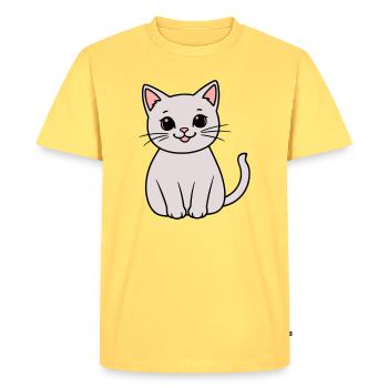 chaton gris - T-shirt Premium bio Homme - jaune pastel - Devant - AI Model Male 185 dark (185cm)