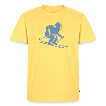 Singe Gorille Chimpanzé Ski Silhouette Design - T-shirt Premium bio Homme - jaune pastel - Devant - AI Model Male 185 dark (185cm)