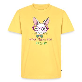 Lapin avec lunettes de soleil de Pâques - T-shirt Premium bio Homme - jaune pastel - Devant - AI Model Male 185 dark (185cm)