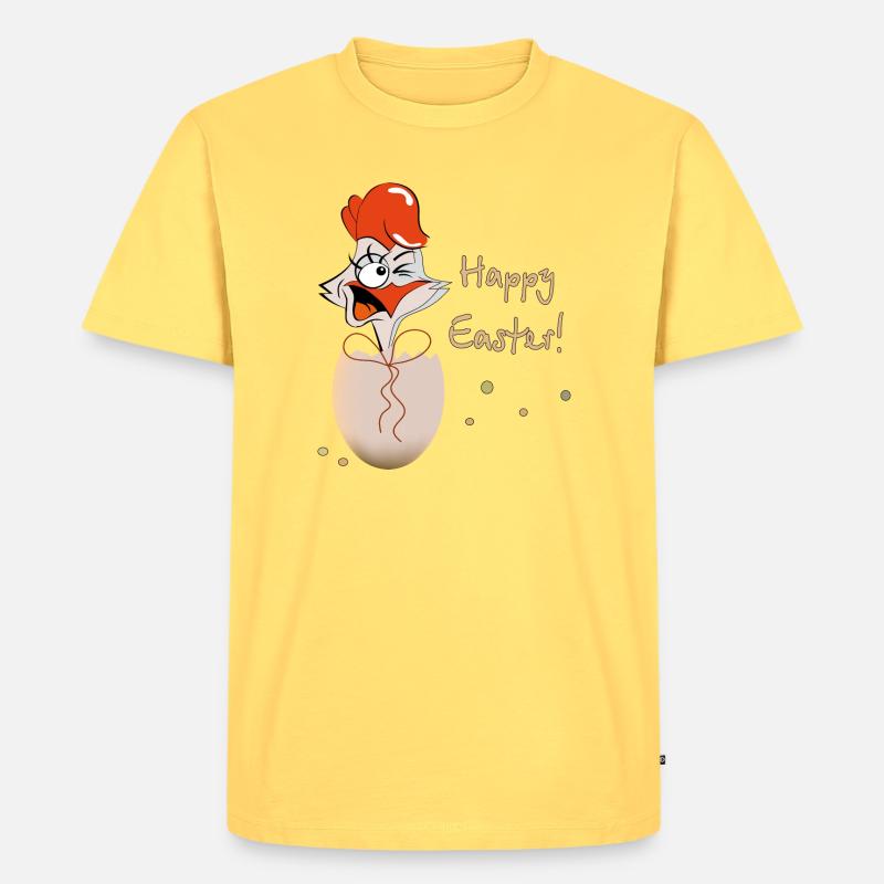 Happy Easter Hahn Ostern - Männer Premium Bio T-Shirt - Pastellgelb
