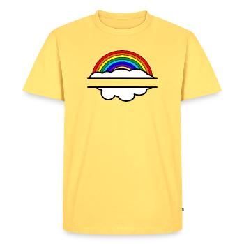 Bannière de nom de nuage arc-en-ciel - T-shirt Premium bio Homme - jaune pastel - Devant - AI Model Male 185 dark (185cm)