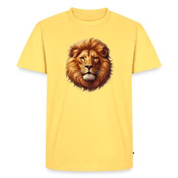 Lion - Men's Premium Organic T-Shirt - sky yellow - Front - AI Model Male 185 dark (185cm)