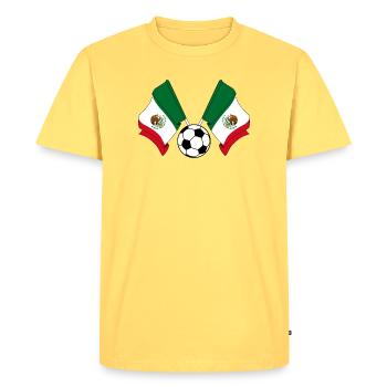 Two Mexican flags football Mexico - Men's Premium Organic T-Shirt - sky yellow - Front - AI Model Male 185 dark (185cm)