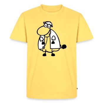 Mouton du docteur - T-shirt Premium bio Homme - jaune pastel - Devant - AI Model Male 185 dark (185cm)