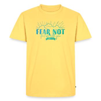 Fear not for I am with you - Men's Premium Organic T-Shirt - sky yellow - Front - AI Model Male 185 dark (185cm)