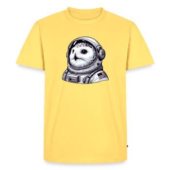 Snowy Owl Astronaut Space Adventure - Men's Premium Organic T-Shirt - sky yellow - Front - AI Model Male 185 dark (185cm)