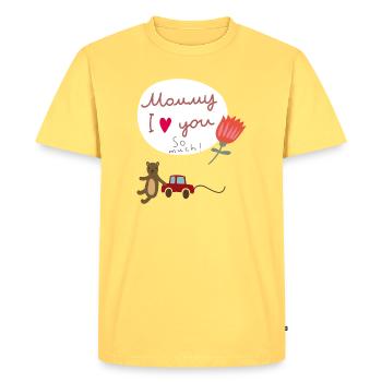 Maman Fête des Mères - T-shirt Premium bio Homme - jaune pastel - Devant - AI Model Male 185 dark (185cm)