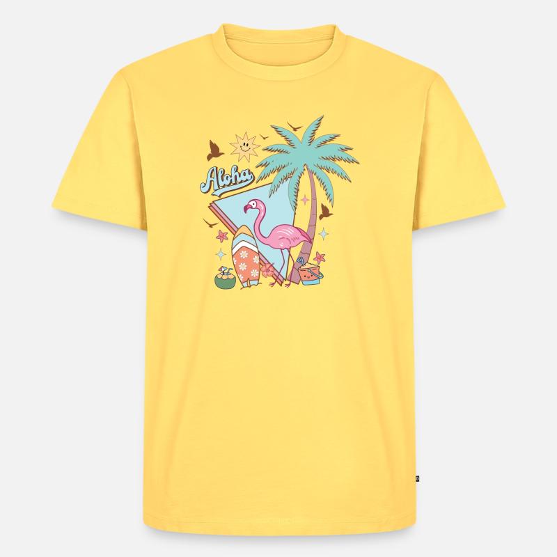 Aloha Sommer - Männer Premium Bio T-Shirt - Pastellgelb