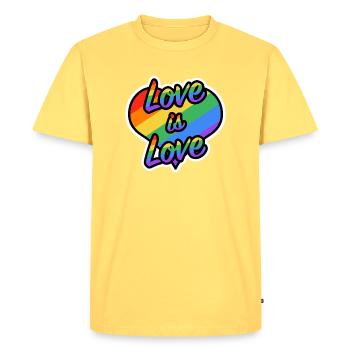 Love is Love Rainbow Heart - Men's Premium Organic T-Shirt - sky yellow - Front - AI Model Male 185 dark (185cm)