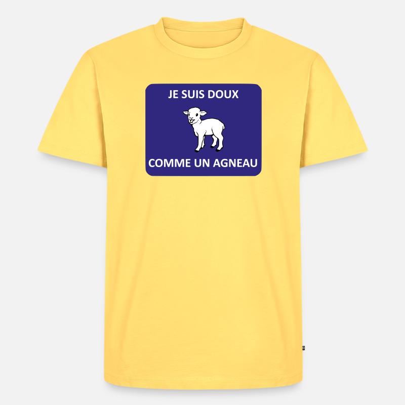Sanft wie ein Lamm - Männer Premium Bio T-Shirt - Pastellgelb